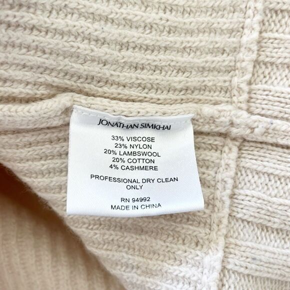 Jonathan Simkhai Lambs Wool And Cashmere Oversized Boxy Collared Cropped Sweater - Picture 12 of 12